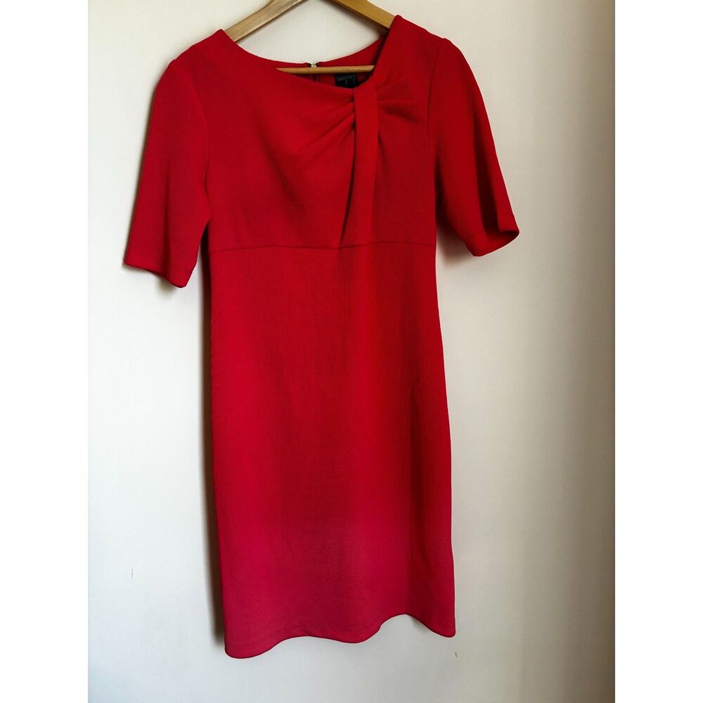 Gabby & Skye Coral Pink Textured Twist-Front Sheath Dress – Size 10
